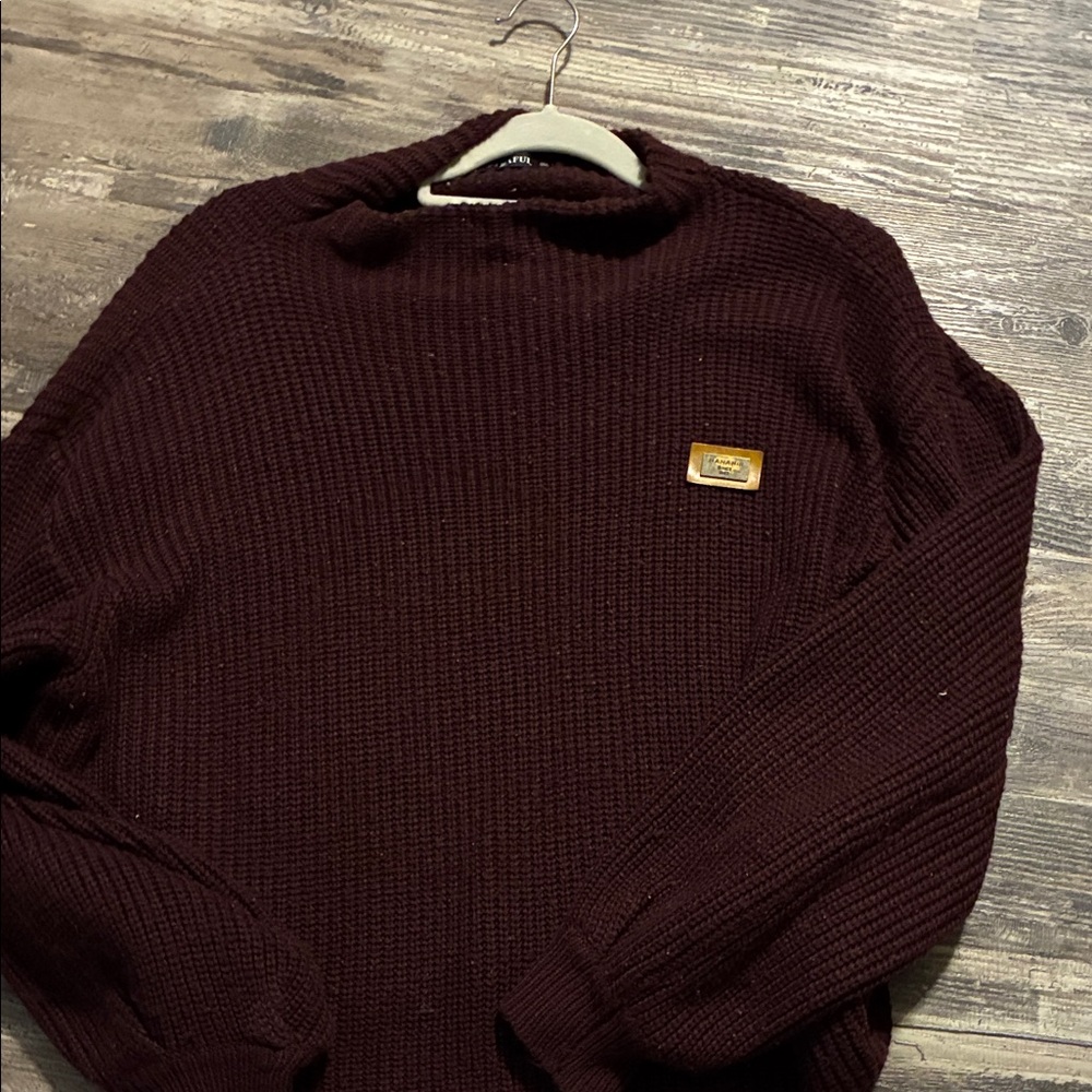 Zaful Men's Burgundy Crewneck Sweater